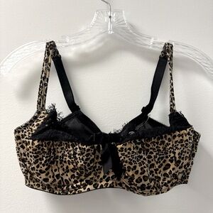 NWT Cacique Balconette Cheetah‎ Print Bra 36D Ruched Lined Cups with Lace Detail